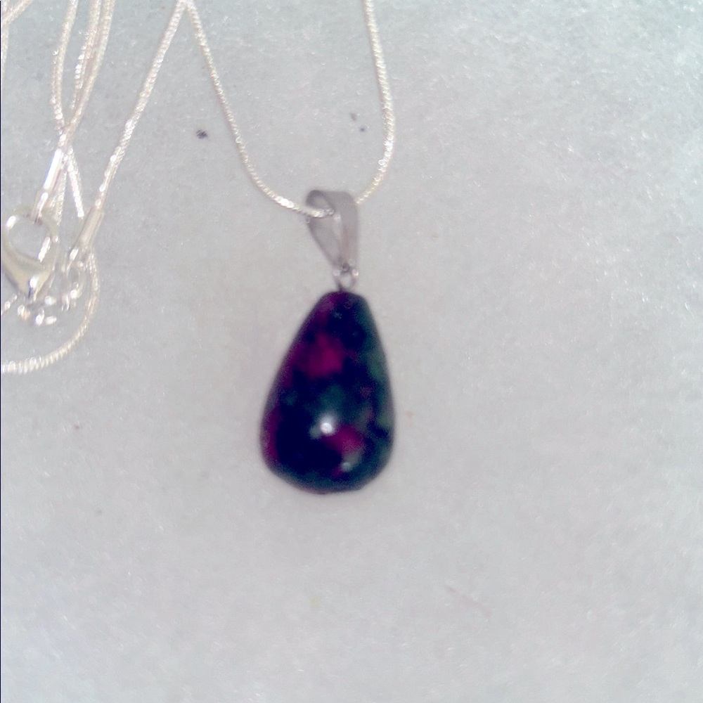 Ruby in Zoisite 16” Sterling Silver Neckl…